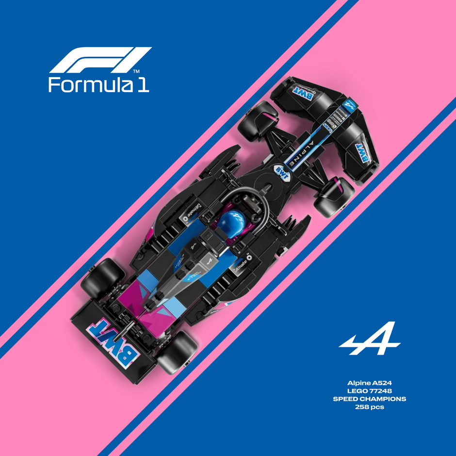 Détails de l'arrière-plan graphique design B pour exposition de voiture LEGO Alpine F1 Team.