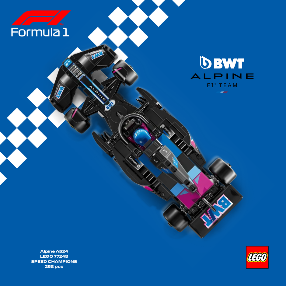 Visuel technique et artistique design C pour tableau mural LEGO Alpine F1 Astella Bricks.
