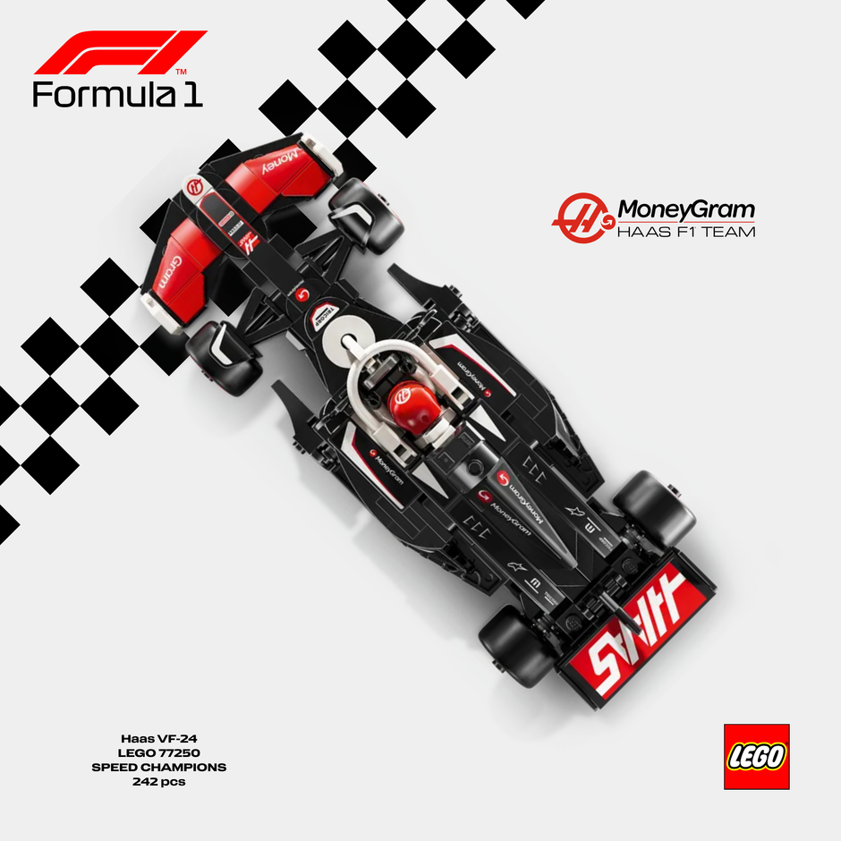Visuel technique et artistique design C pour tableau mural LEGO Haas F1 Astella Bricks.