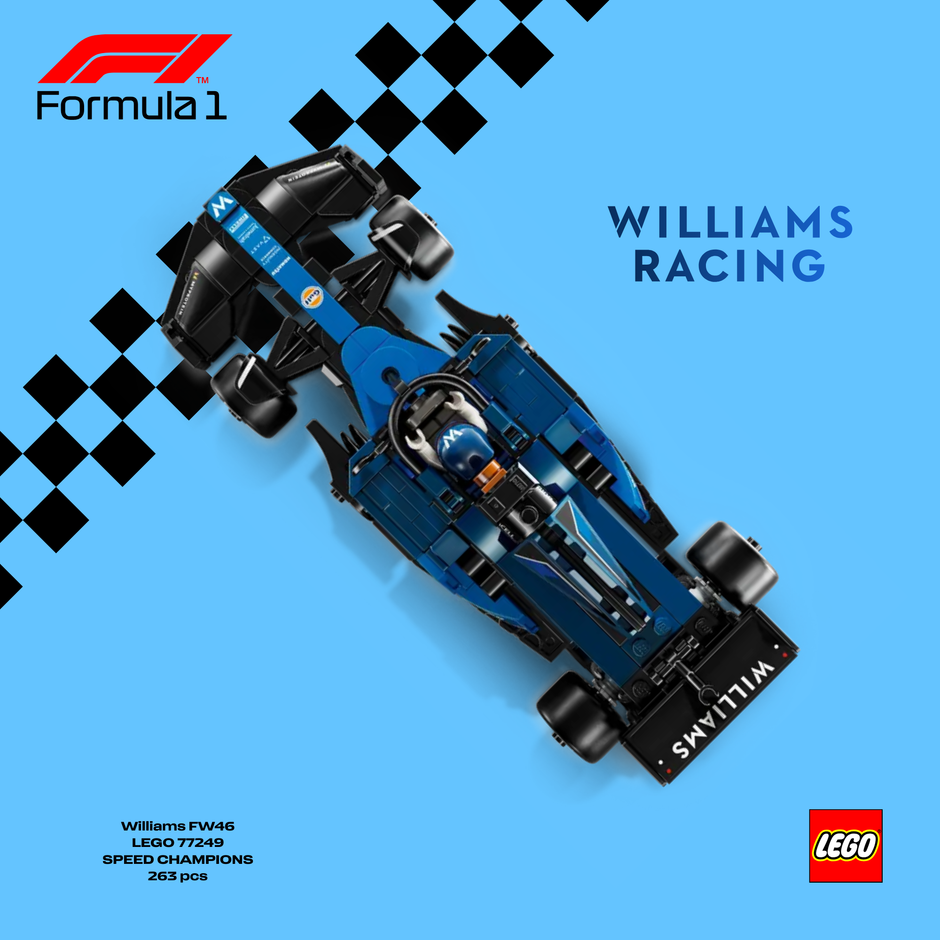 Visuel technique et artistique design C pour tableau mural LEGO Williams F1 Astella Bricks.
