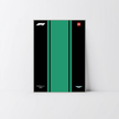 Support mural premium argent pour monoplace Aston Martin AMR26 LEGO avec affiche Design A.