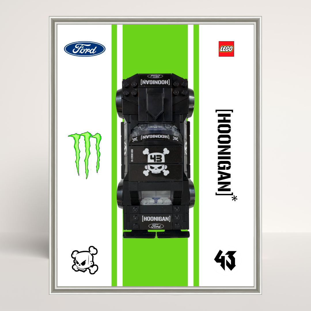 Support mural en aluminium argent pour voiture LEGO Speed Champions Hoonicorn de Ken Block 77262.