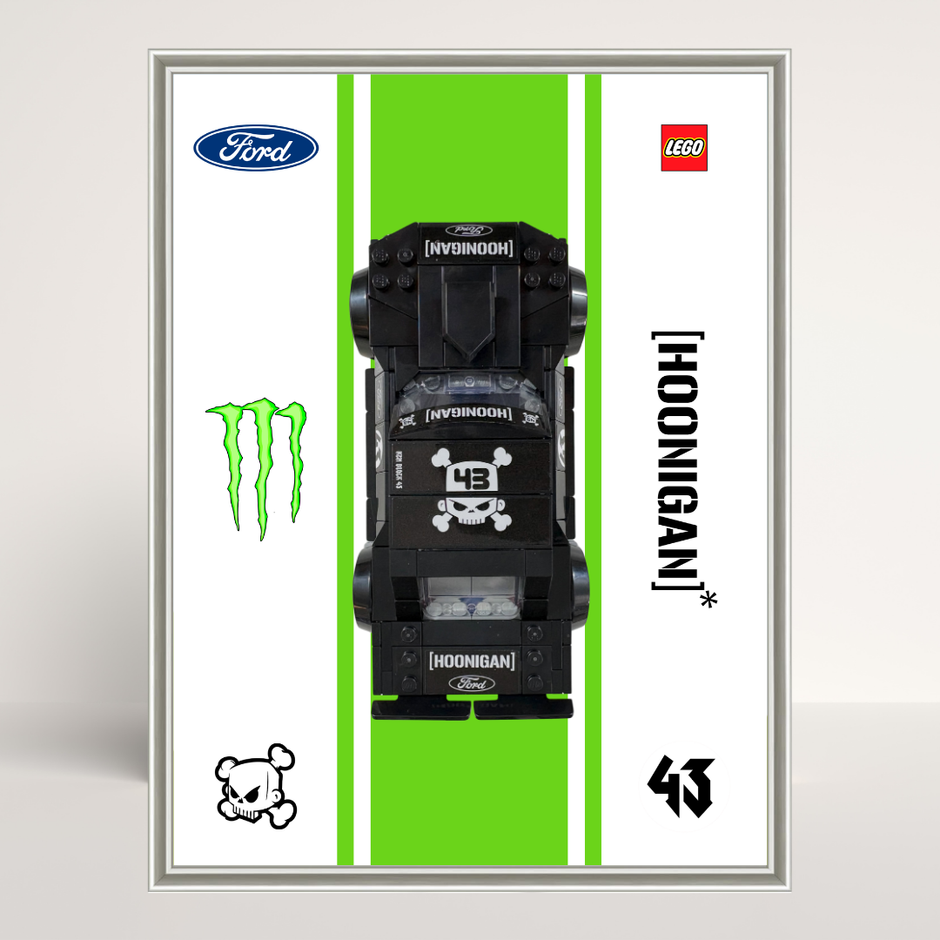 Support mural en aluminium argent pour voiture LEGO Speed Champions Hoonicorn de Ken Block 77262.