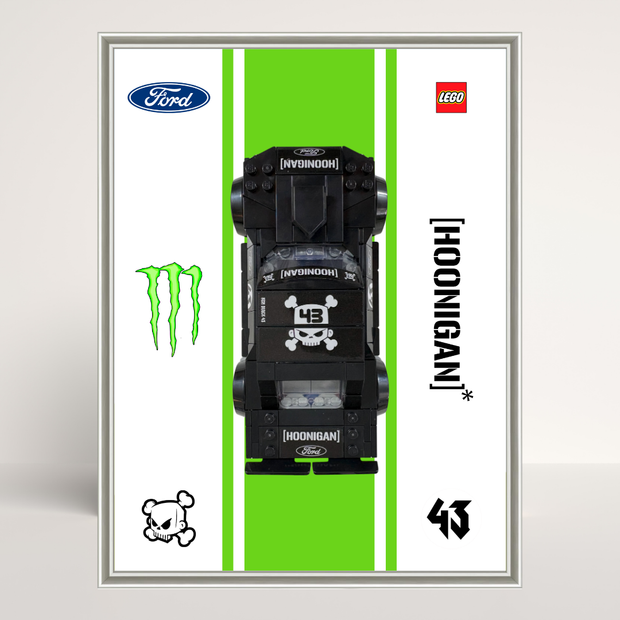Support mural en aluminium argent pour voiture LEGO Speed Champions Hoonicorn de Ken Block 77262.