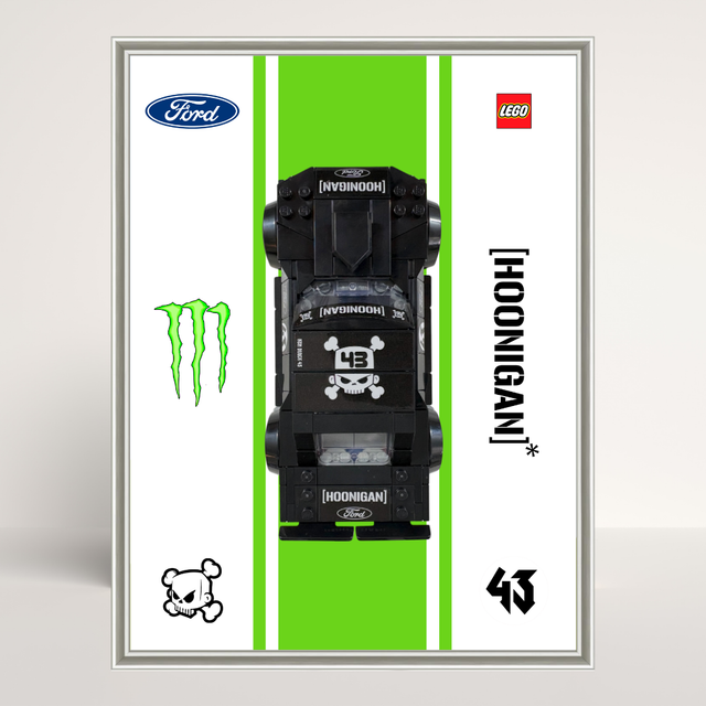Support mural en aluminium argent pour voiture LEGO Speed Champions Hoonicorn de Ken Block 77262.