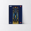 Red Bull Racing RB20 LEGO en cadre aluminium argent, visuel technique Design C.