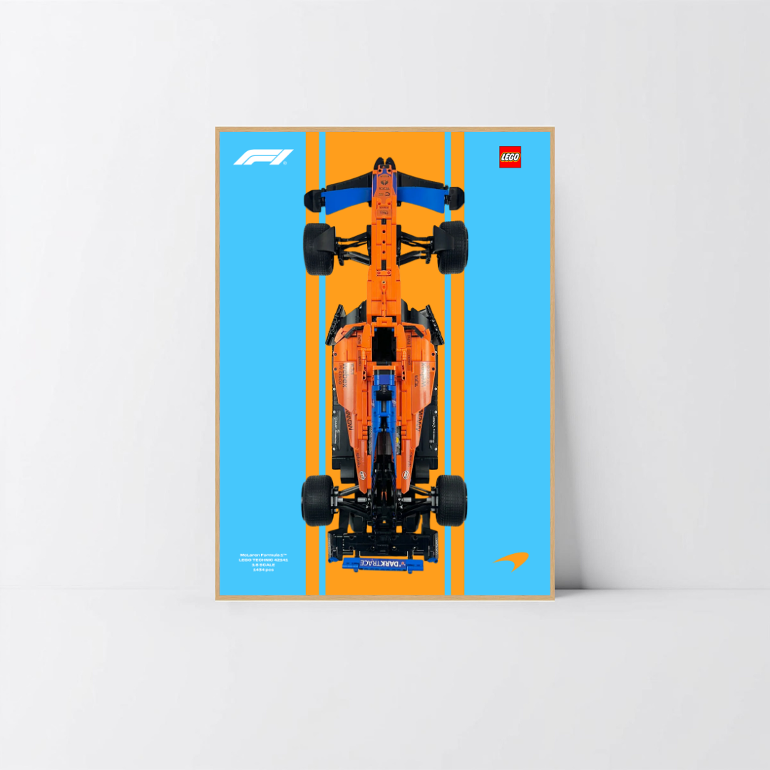 Cadre hybride aluminium chêne pour McLaren F1 1/8 LEGO, décoration murale Design A.