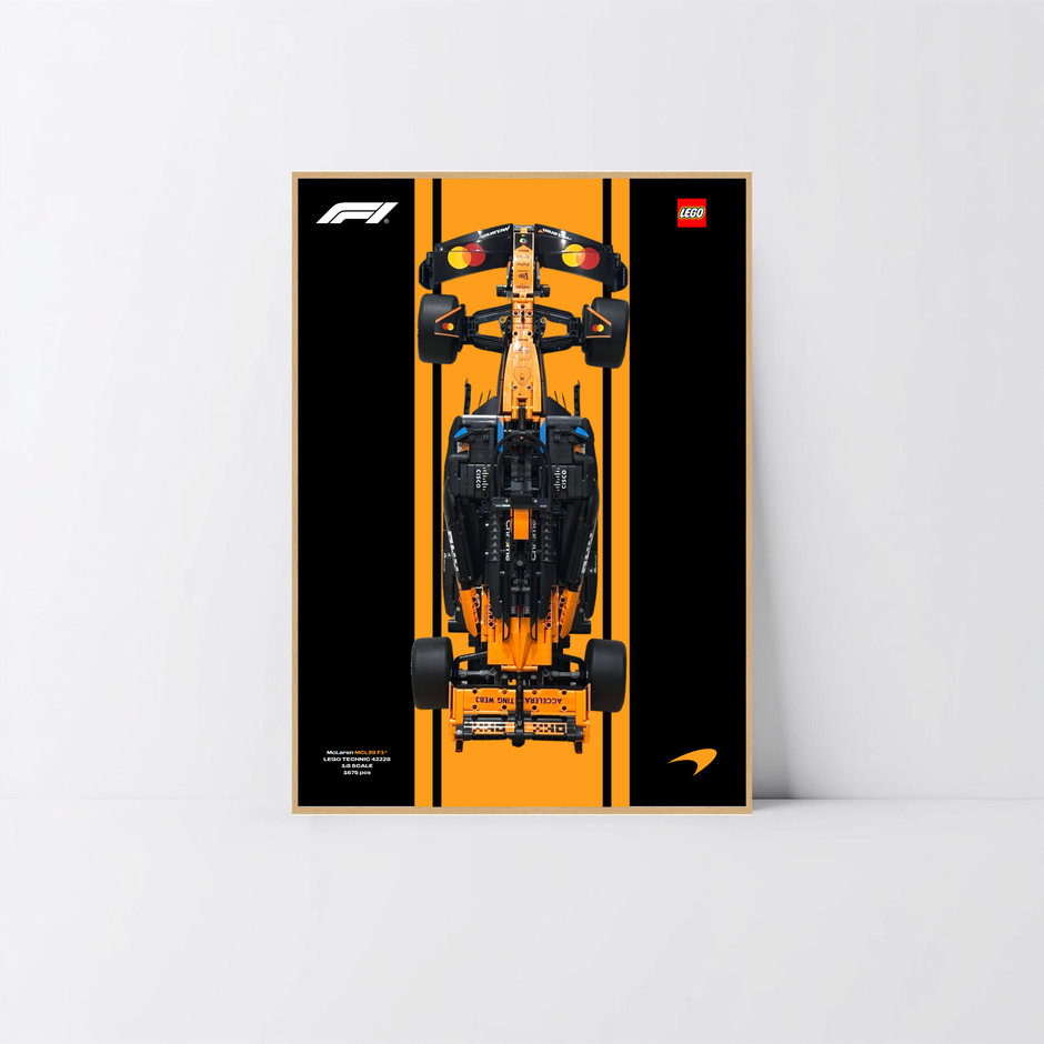 Cadre hybride aluminium chêne pour McLaren F1 1/8 LEGO, décoration murale Design A.