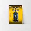 Rendu luxe aluminium chêne pour exposition LEGO Red Bull RB20, fond Design B.