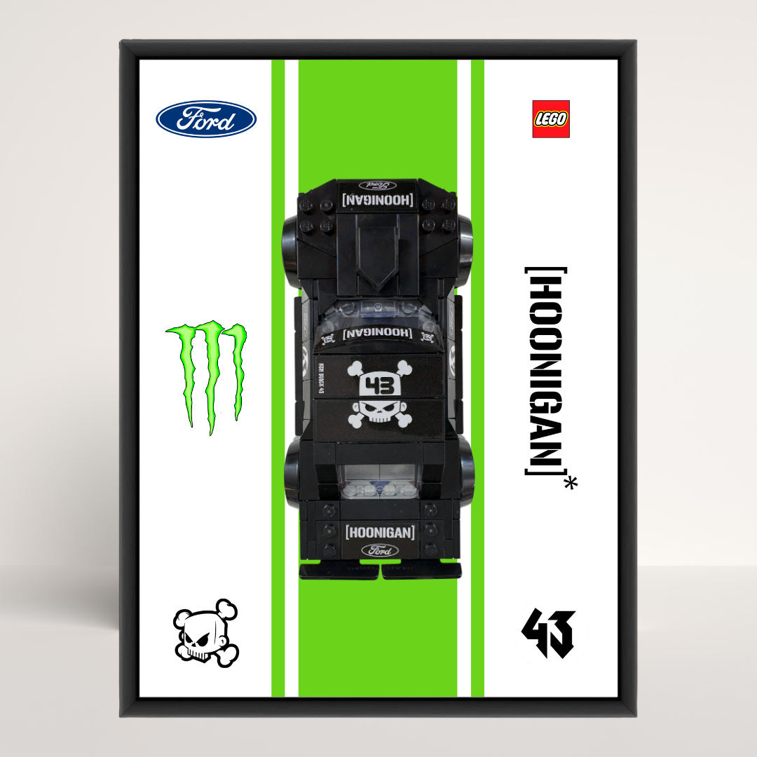 Support mural en aluminium noir pour voiture LEGO Speed Champions Hoonicorn de Ken Block 77262.