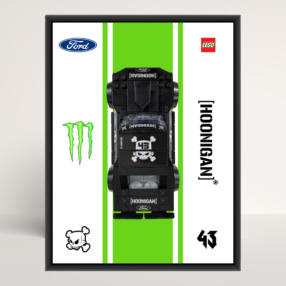 Support mural en aluminium noir pour voiture LEGO Speed Champions Hoonicorn de Ken Block 77262.