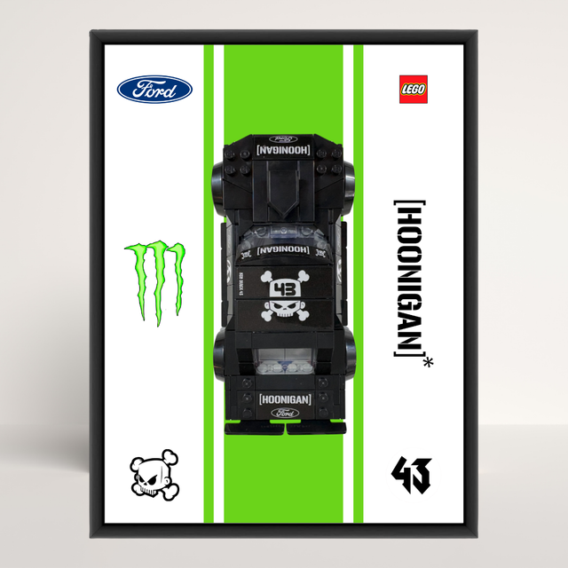 Support mural en aluminium noir pour voiture LEGO Speed Champions Hoonicorn de Ken Block 77262.