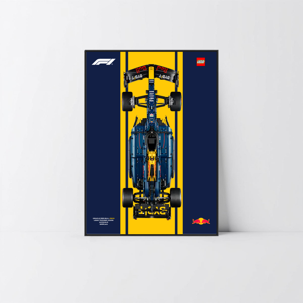Cadre en aluminium noir Astella avec affiche Design A pour Red Bull Racing RB20 F1 LEGO Technic 42206.