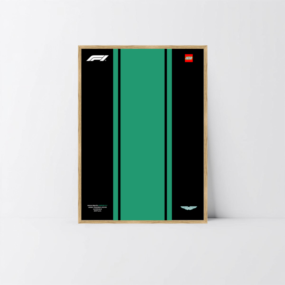 Cadre en bois de chêne véritable pour Aston Martin F1 LEGO Technic, visuel British Racing Green Design A.
