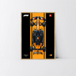 Cadre en bois de chêne véritable pour McLaren F1 LEGO Technic, visuel orange et bleu Design A.