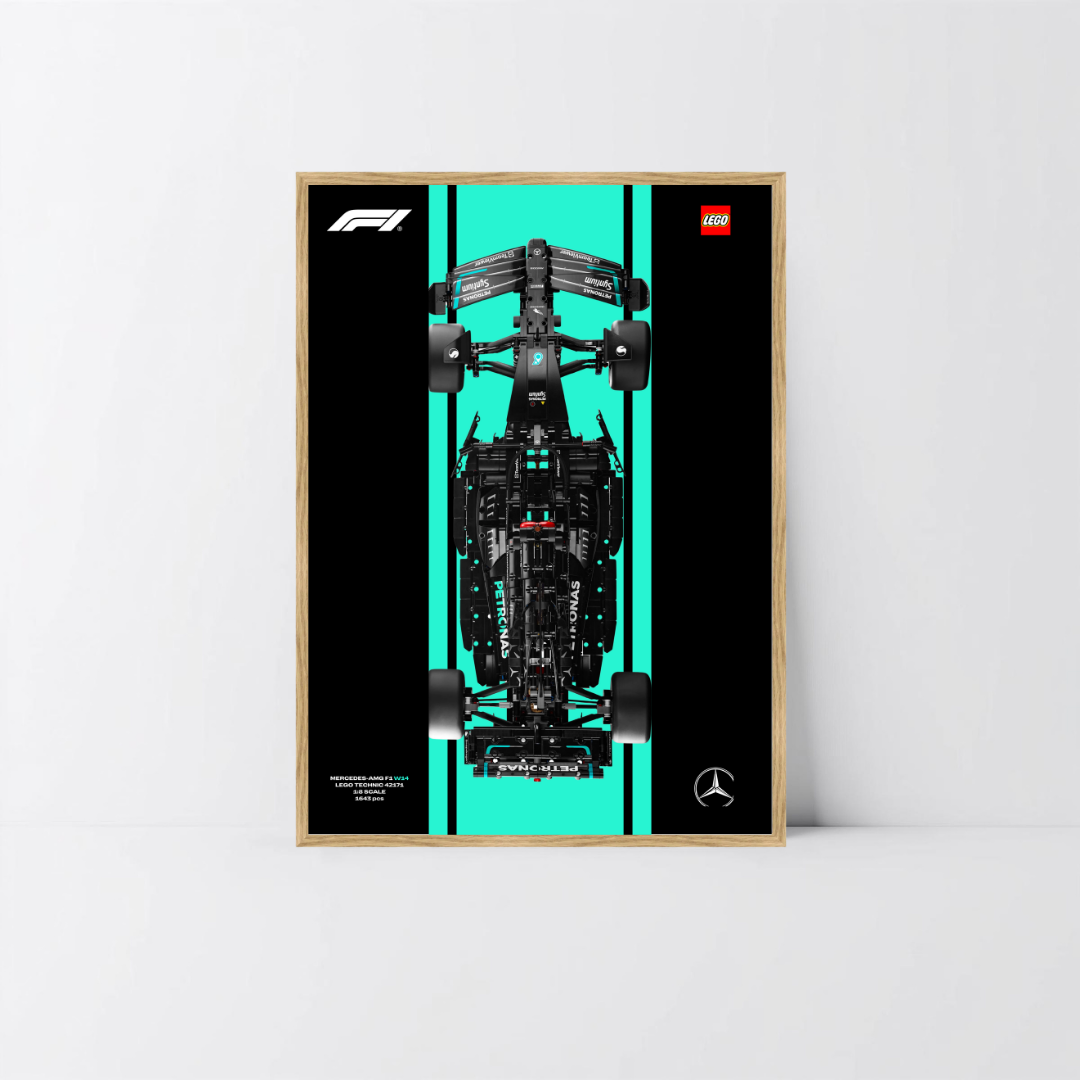 Cadre en bois de chêne véritable pour Mercedes F1 LEGO Technic, visuel Design A.