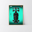 Finition bois chêne et affiche Design B pour mise en valeur Mercedes F1 42171.