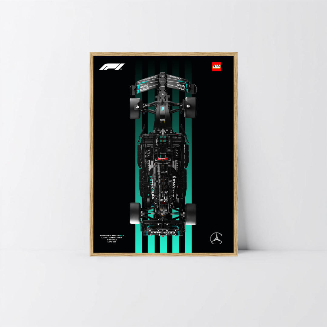 Tableau bois chêne Astella Bricks, fond exclusif Design C pour Mercedes W14.