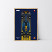 Tableau bois chêne Astella Bricks, fond exclusif Design C pour monoplace Red Bull Technic.