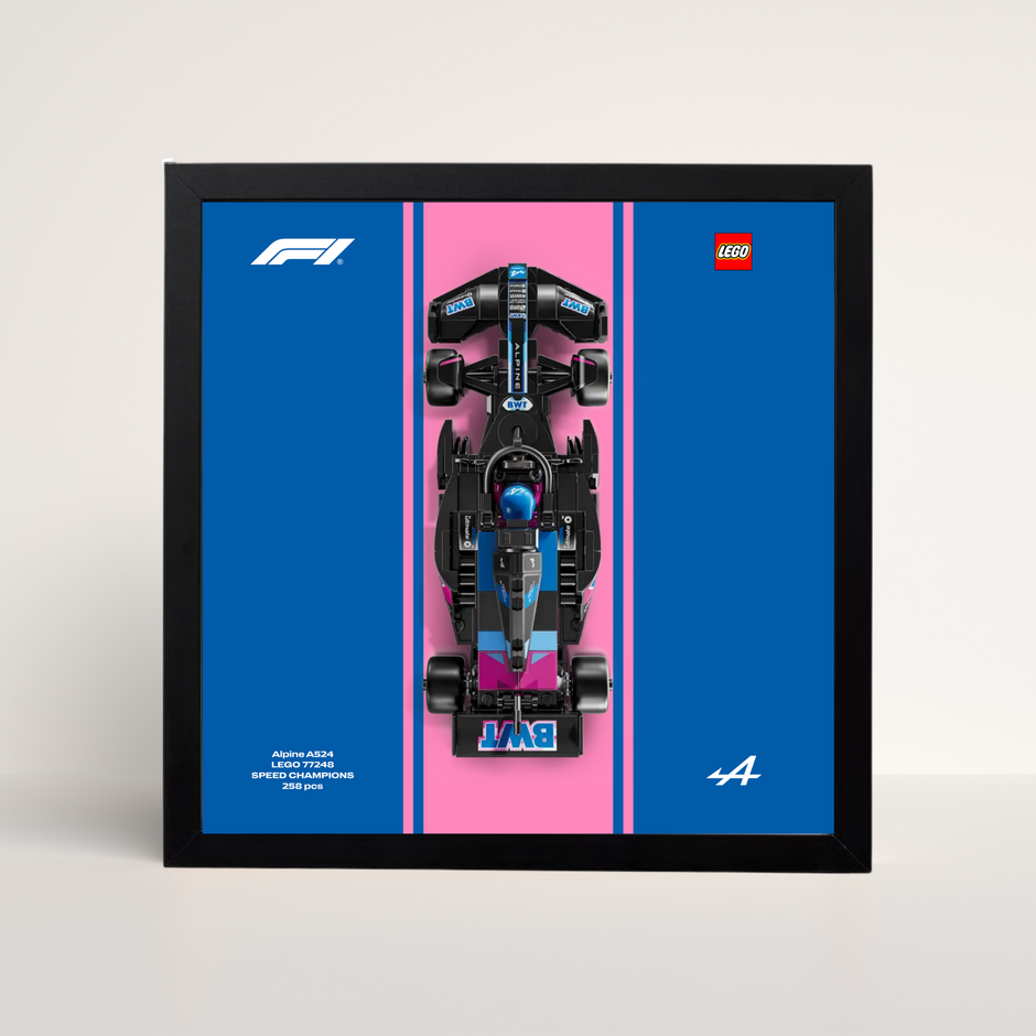 Cadre noir 25x25cm pour LEGO Speed Champions Alpine F1 avec affiche design A.