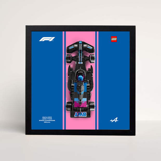 Cadre noir 25x25cm pour LEGO Speed Champions Alpine F1 avec affiche design A.