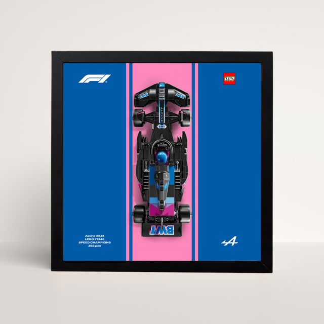 Cadre noir 25x25cm pour LEGO Speed Champions Alpine F1 avec affiche design A.