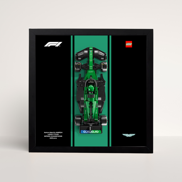 Cadre noir 25x25cm pour LEGO Speed Champions Aston Martin F1 avec affiche design A.