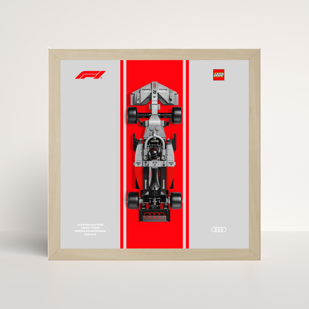 Cadre en bois de chêne pour LEGO Speed Champions Audi F1 2026 et affiche design A.