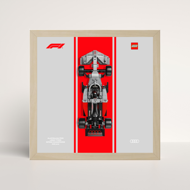 Cadre en bois de chêne pour LEGO Speed Champions Audi F1 2026 et affiche design A.