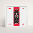 Tableau déco LEGO Haas F1 cadre bois blanc épuré et affiche artistique design A.
