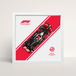 Cadre blanc 25x25cm pour collection Speed Champions Haas F1 et arrière-plan design B.