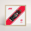 Support mural luxe finition chêne pour voiture LEGO Haas F1 et poster design B.