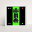 Tableau déco LEGO Kick Sauber cadre bois blanc épuré et affiche artistique design A.