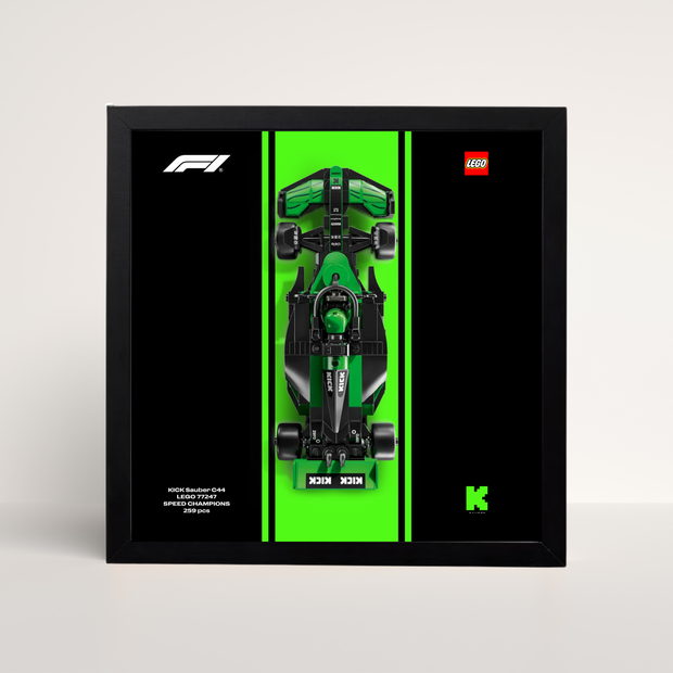 Cadre noir 25x25cm pour LEGO Speed Champions Kick Sauber avec affiche design A.