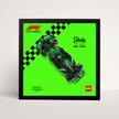 Support d'exposition LEGO Speed Champions Sauber cadre noir et poster technique design C.