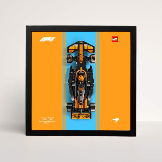 Cadre bois noir 25x25cm pour LEGO Speed Champions McLaren F1 et affiche design A.