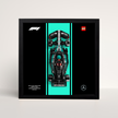 Cadre noir 25x25cm pour LEGO Speed Champions Mercedes-AMG F1 avec affiche design A.