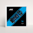 Cadre blanc 25x25cm pour collection Speed Champions Williams F1 et arrière-plan design B.