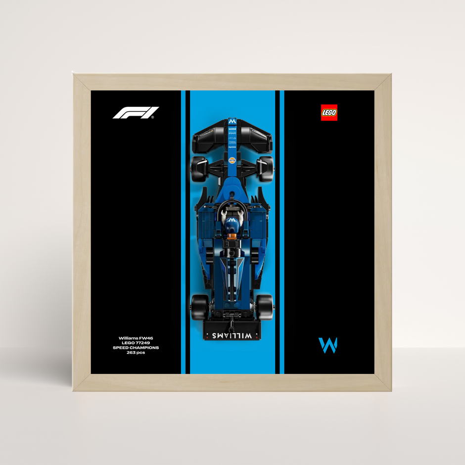 Cadre en bois de chêne pour LEGO Speed Champions Williams Racing et affiche design A.