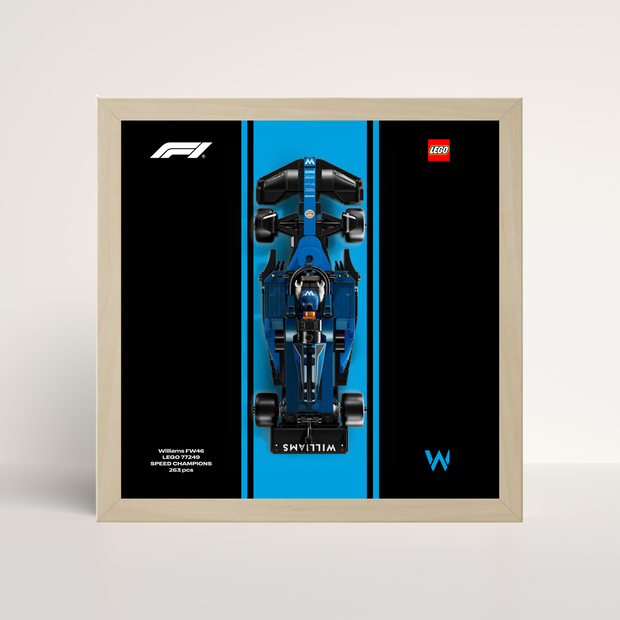Cadre en bois de chêne pour LEGO Speed Champions Williams Racing et affiche design A.