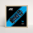 Support mural luxe finition chêne pour voiture LEGO Williams F1 et poster design B.