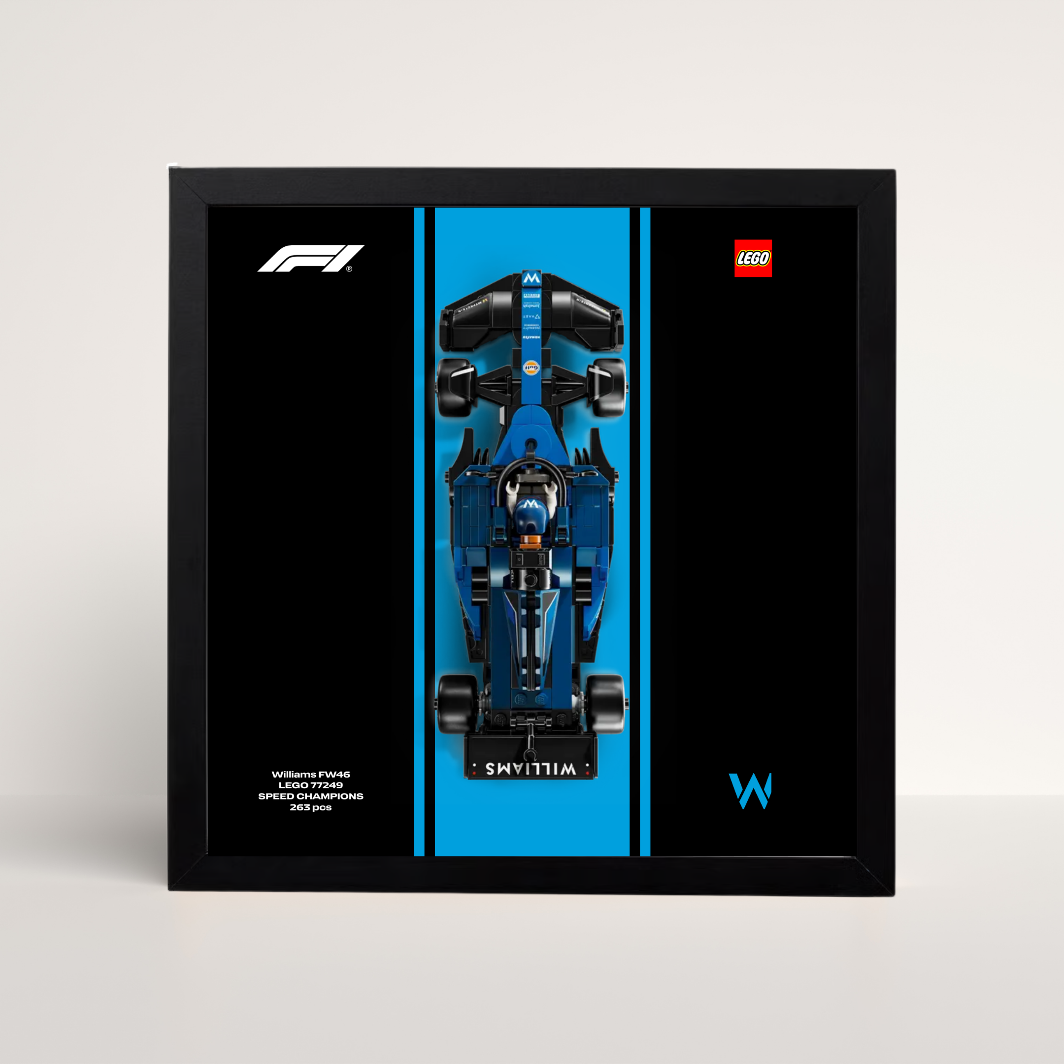 Cadre noir 25x25cm pour LEGO Speed Champions Williams Racing avec affiche design A.