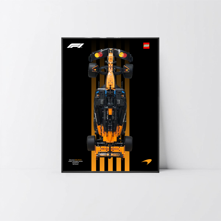 Fixation murale 50x70 PVC noir Astella pour McLaren F1 42228, visuel haute définition Design C.