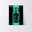 Cadre épuré PVC noir pour LEGO Technic Mercedes W14, fond graphique Design A.