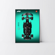 Cadre épuré PVC noir pour LEGO Technic Mercedes W14, fond graphique Design B.