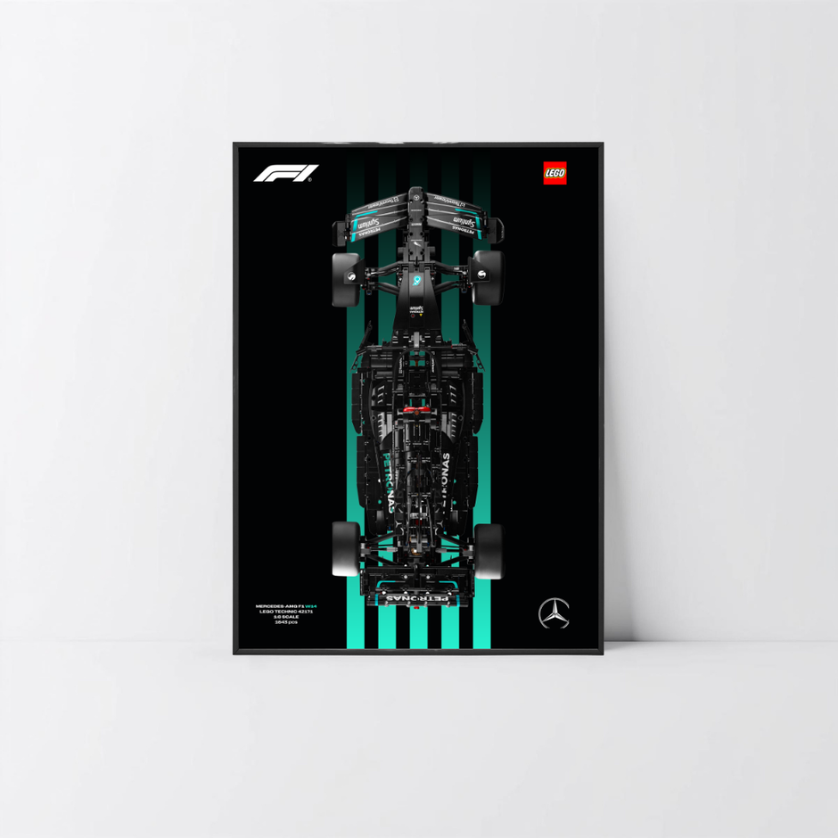Fixation murale PVC noir Astella pour Mercedes F1 W14, visuel haute définition Design C.