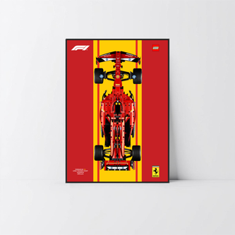 Cadre aluminium noir 50x70cm pour LEGO Technic Ferrari SF-24 design A.