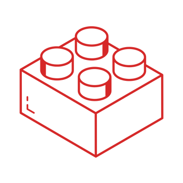 Favicon Astella Bricks en forme de brique, icône officielle de la boutique d'exposition LEGO®.