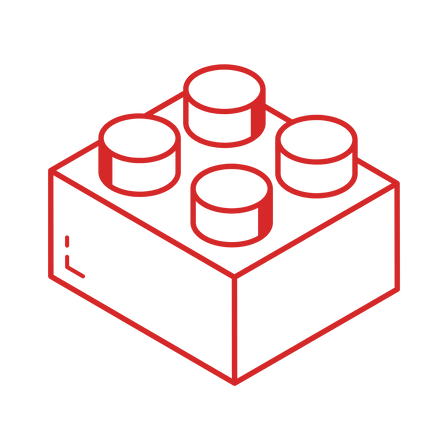 Favicon Astella Bricks en forme de brique, icône officielle de la boutique d'exposition LEGO®.