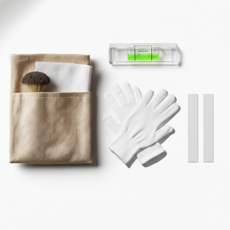 Pack complet Astella Bricks pour installation sans perçage et entretien de cadres LEGO.